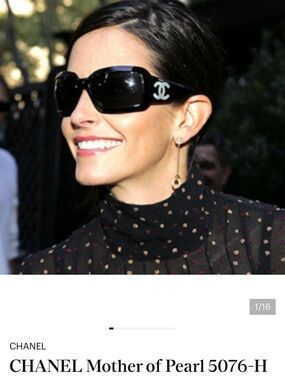 CHANEL Black Acetate Mother of Pearl Rectangular Sunglasses with Silver Hardware